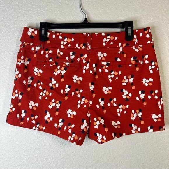 Ann Taylor Loft Womens Chino Shorts Floral Print Stretch Casual‎ 10P Petite Red - Picture 4 of 6